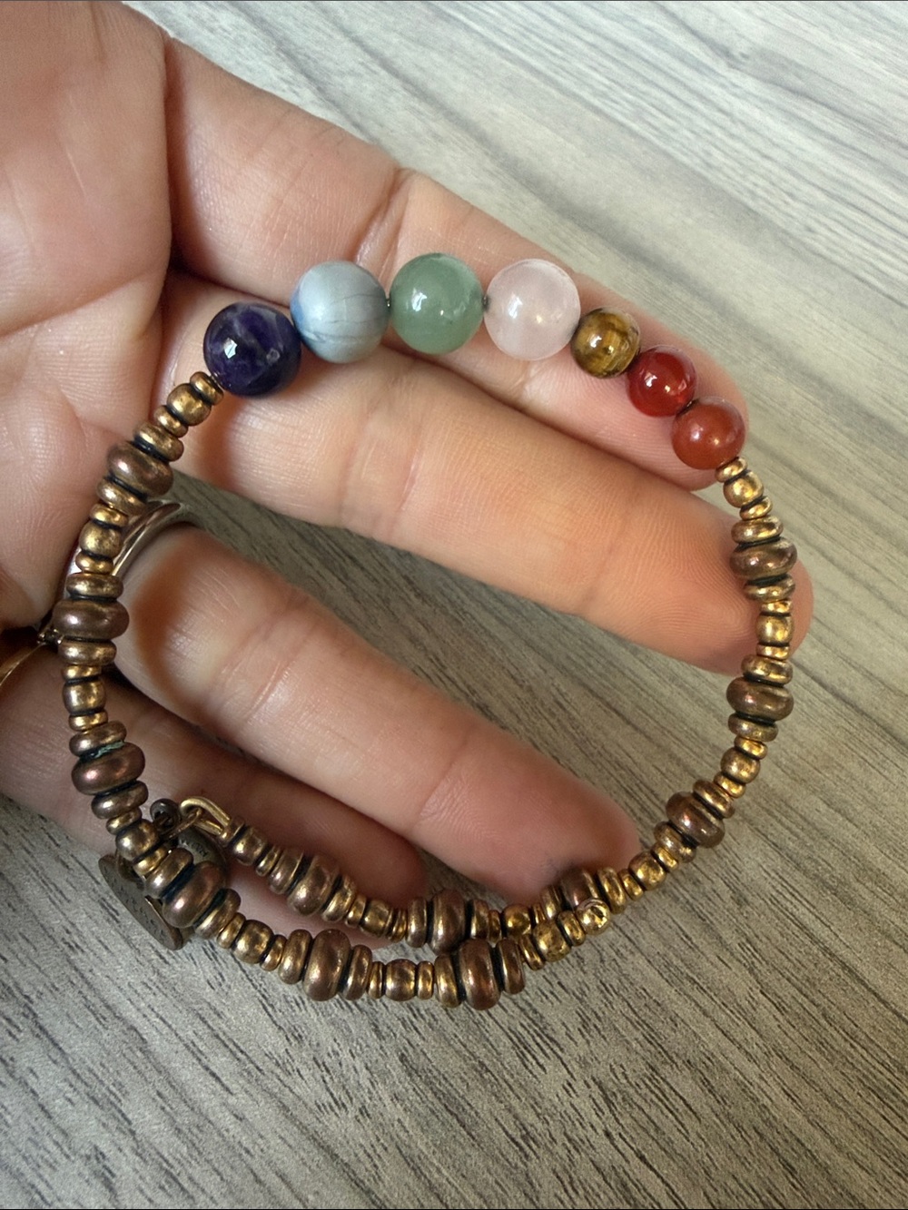 Alex and Ani Multicolor Gemstone Bead Bracelet with Gold-Tone Accents